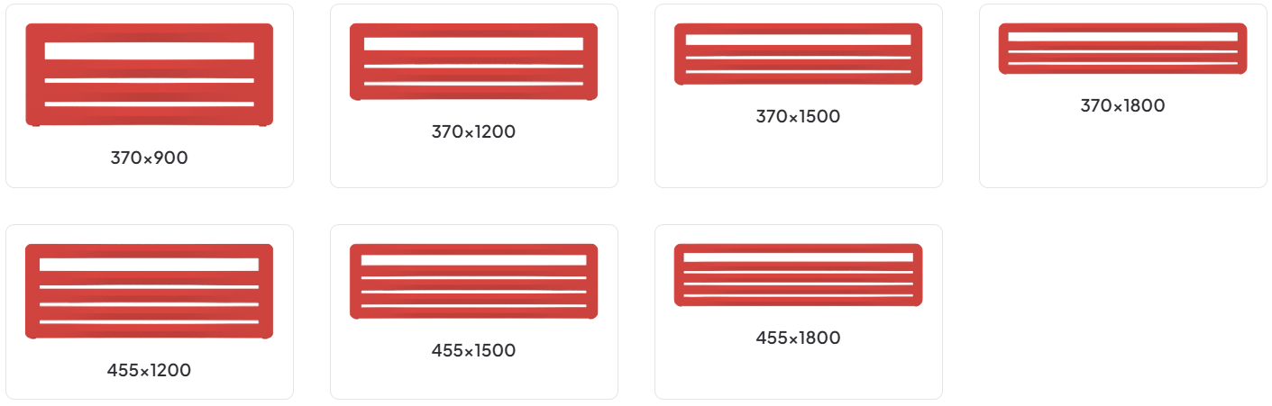 Rozměrový nákres radiátoru TERMA Aero HG