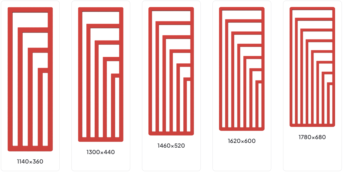 Rozměrový nákres radiátoru TERMA