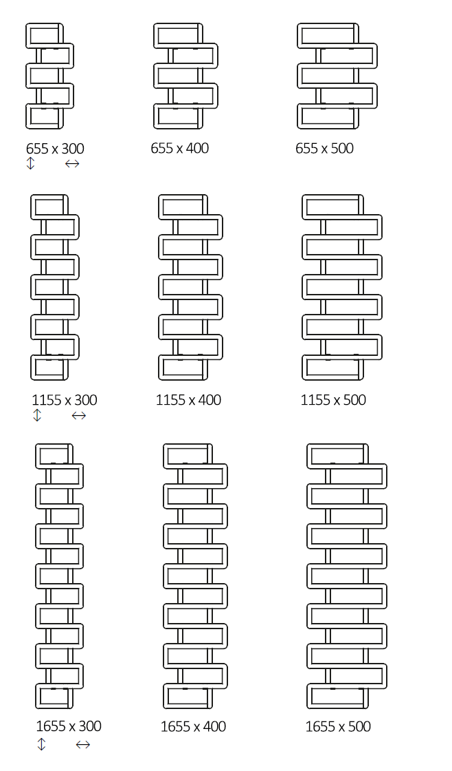 Rozměrový nákres radiátoru TERMA