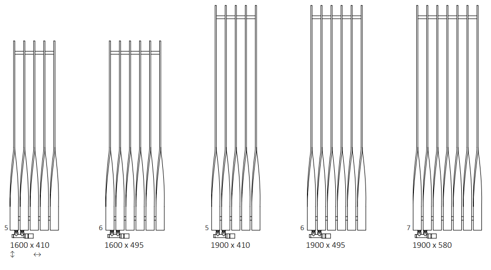 Rozměrový nákres radiátoru TERMA