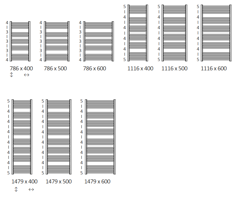 Rozměrový nákres radiátoru TERMA
