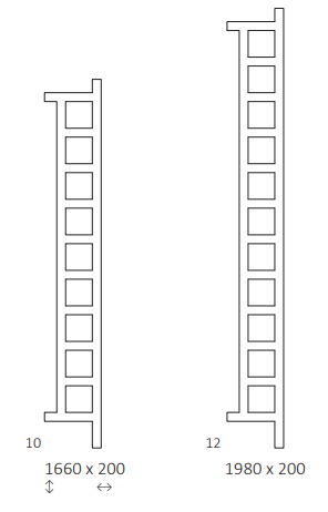 Rozměrový nákres radiátoru TERMA Easy