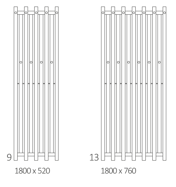 Rozměrový nákres radiátoru TERMA