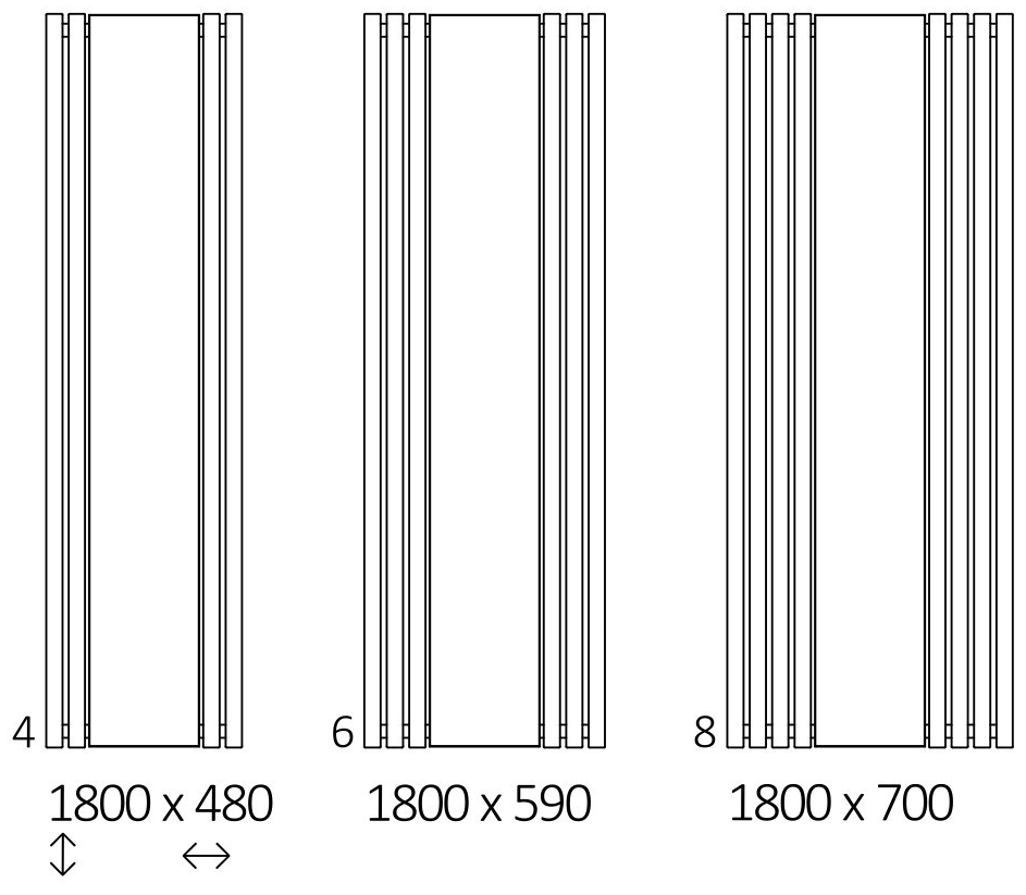 Rozměrový nákres radiátoru TERMA