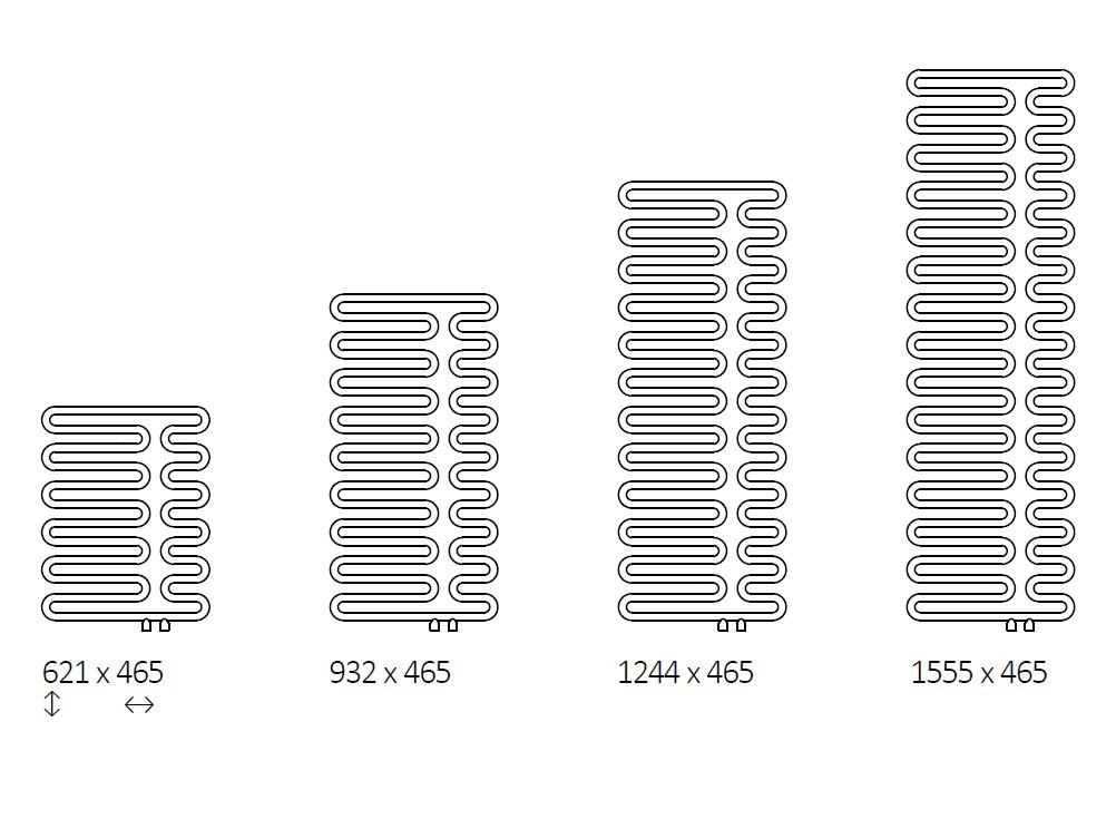 Rozměrový nákres radiátoru TERMA