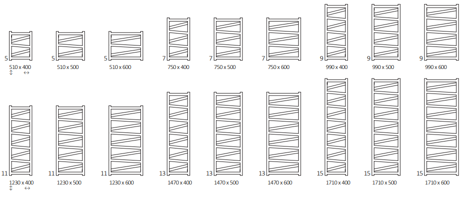 Rozměrový nákres radiátoru TERMA