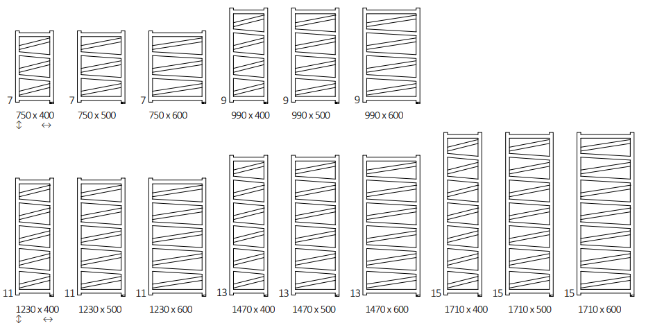 Rozměrový nákres radiátoru TERMA