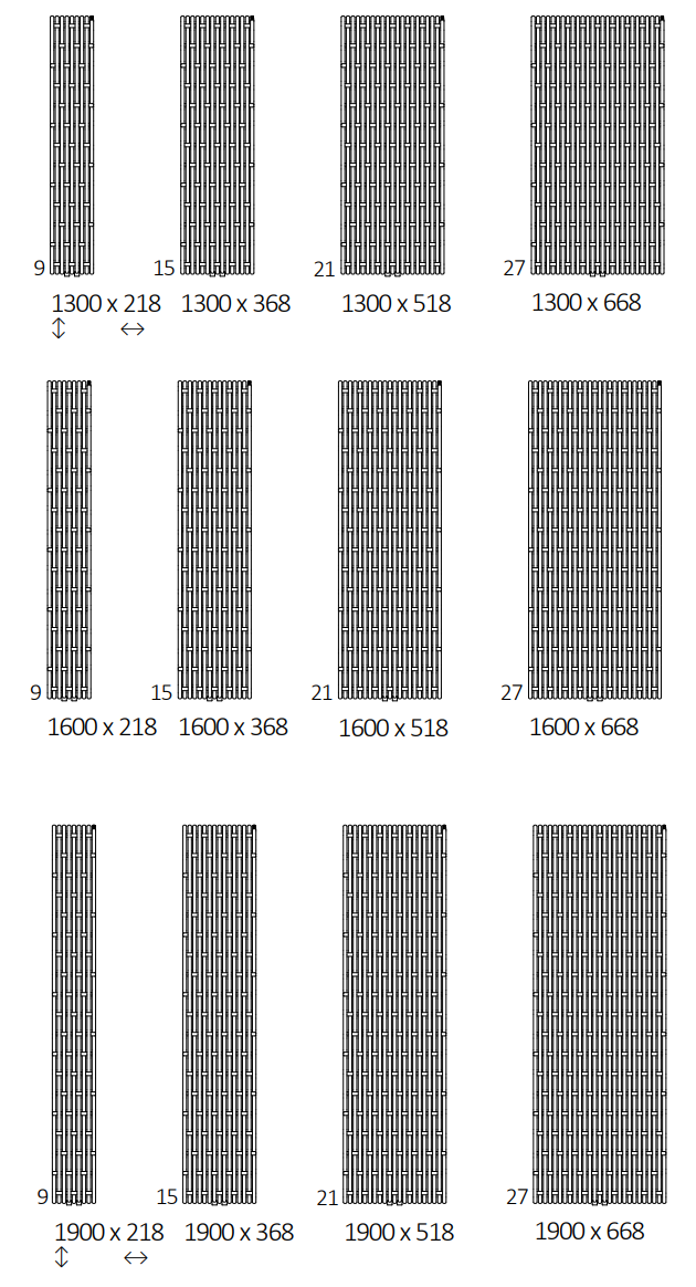 Rozměrový nákres radiátoru TERMA