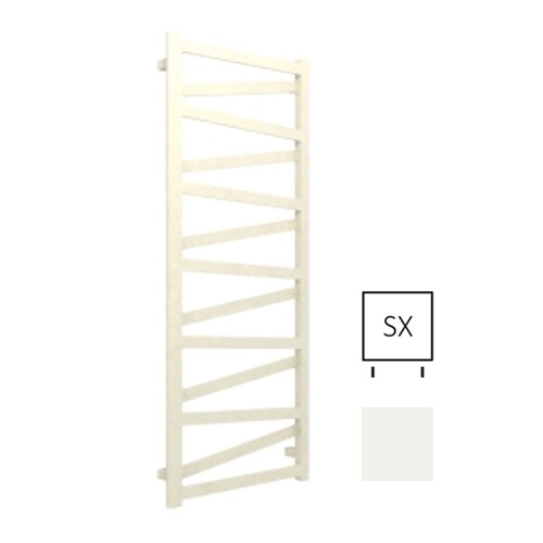 TERMA Vipera designový radiátor 1470 × 600 mm, 622 W, barva bílá 9016, připojení spodní