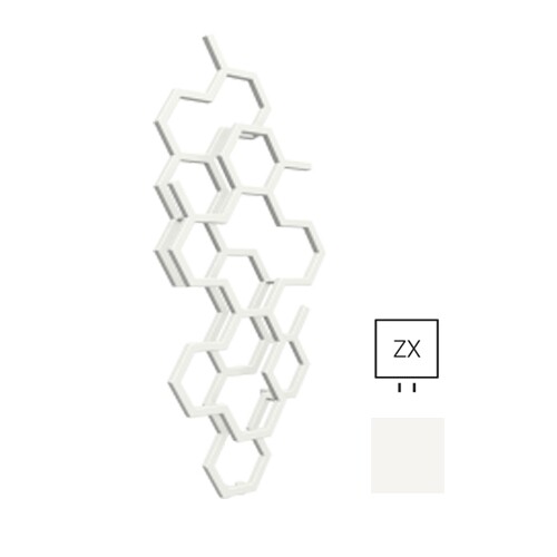 TERMA Hex designový radiátor 1220 × 486 mm, 346 W, barva bílá 9016 soft, středové připojení