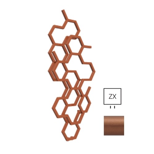 TERMA Hex designový radiátor 1220 × 486 mm, 346 W, barva Bright Copper, středové připojení