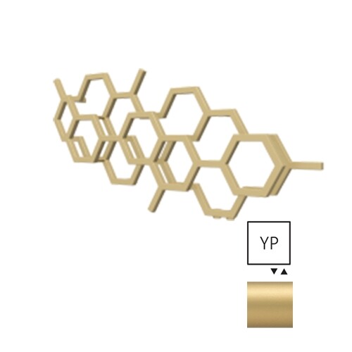 TERMA Hex designový radiátor 502 × 1126 mm, 317 W, barva Brass, pravé připojení
