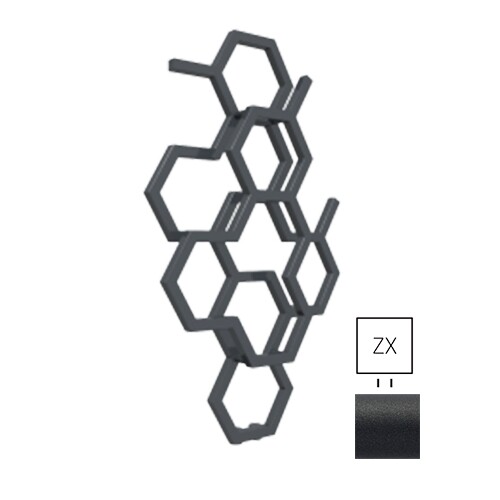 TERMA Hex designový radiátor 821 × 486 mm, 248 W, barva Metallic Black, středové připojení