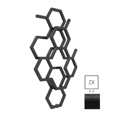 TERMA Hex designový radiátor 821 × 486 mm, 248 W, barva černá 9005 mat, středové připojení