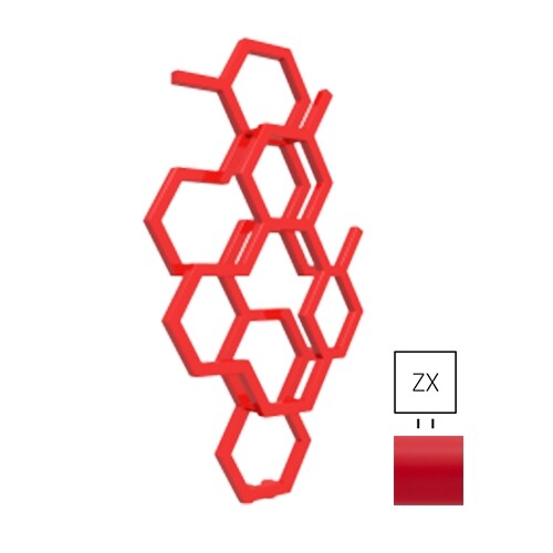 TERMA Hex designový radiátor 821 × 486 mm, 248 W, barva červená 3028 soft, středové připojení
