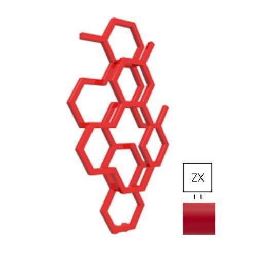 TERMA Hex designový radiátor 821 × 486 mm, 248 W, barva červená 3028, středové připojení