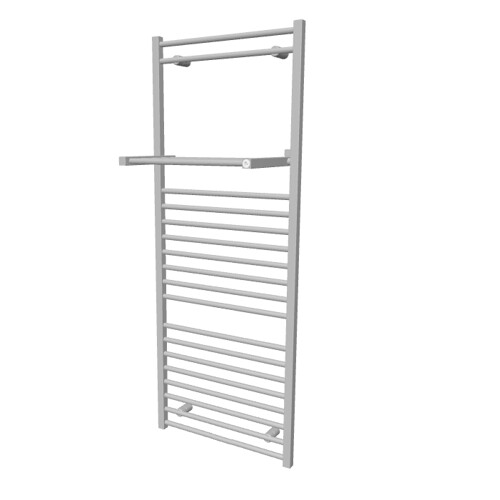 ISAN Melody Flexi s háčky koupelnový policový radiátor, 1555 × 600 mm, 683 W, bílá 9016, spodní připojení, antikorózní ochrana Primer